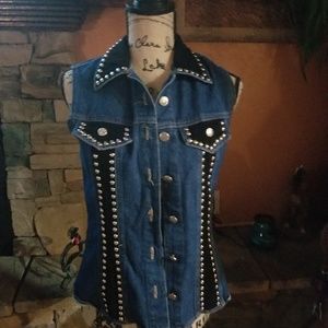 GREEN FIELD BLUE JEAN TOP